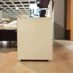 2er Set Nachtschrank Shanghai 2 665 062 Korpus Weiß Front Glas Kieselgrau Mit LED Touchbeschlag