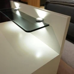 2er Set Nachtschrank Shanghai 2 665 062 Korpus Weiß Front Glas Kieselgrau Mit LED Touchbeschlag