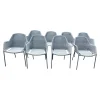 8er Set Outdoor Stuhl Breeze Stoff Wave Light Grey Grau Mit Kissen Stoff Natte Selected PP Light Grey Grau