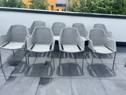 8er Set Outdoor Stuhl Breeze Stoff Wave Light Grey Grau Mit Kissen Stoff Natte Selected PP Light Grey Grau