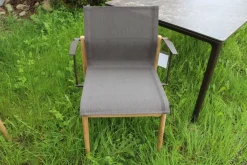 6er Set Outdoor Stuhl Sway Bespannung Java Sepia Natural Grau Rahmen Teakholz Mit Pulverbeschichtetem Aluminium Und Edelstahl Ohne Tisch