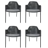4er Set Outdoor-Sessel Breeze Cane -Line Faser Natte Grau Aluminium
