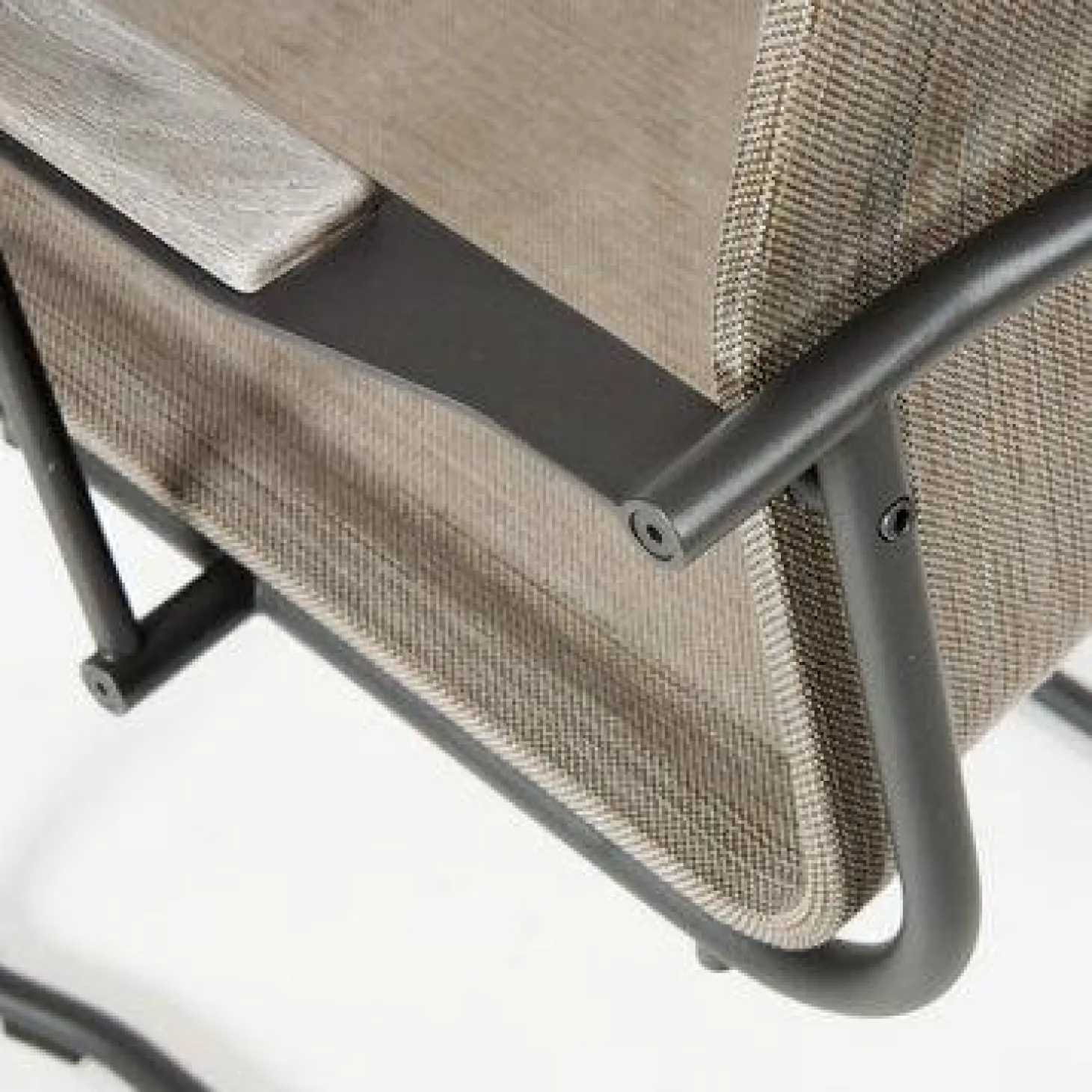 2-er Set Outdoorstühle Sway Bespannung Granite Sling Armlehnen Teak Gestell Meteor