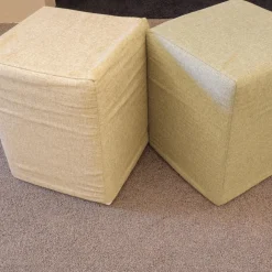 2-er Set Polsterhocker PH Stoff Benno 890 Sand Und Stoff Benno 900 Moos