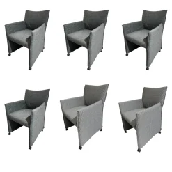 6er Set Sessel MR Picara 317 Stoff Yves Silver 12 Grau Und Stoff Mango Grey Grau 18746 Füße Rollen Schwarz