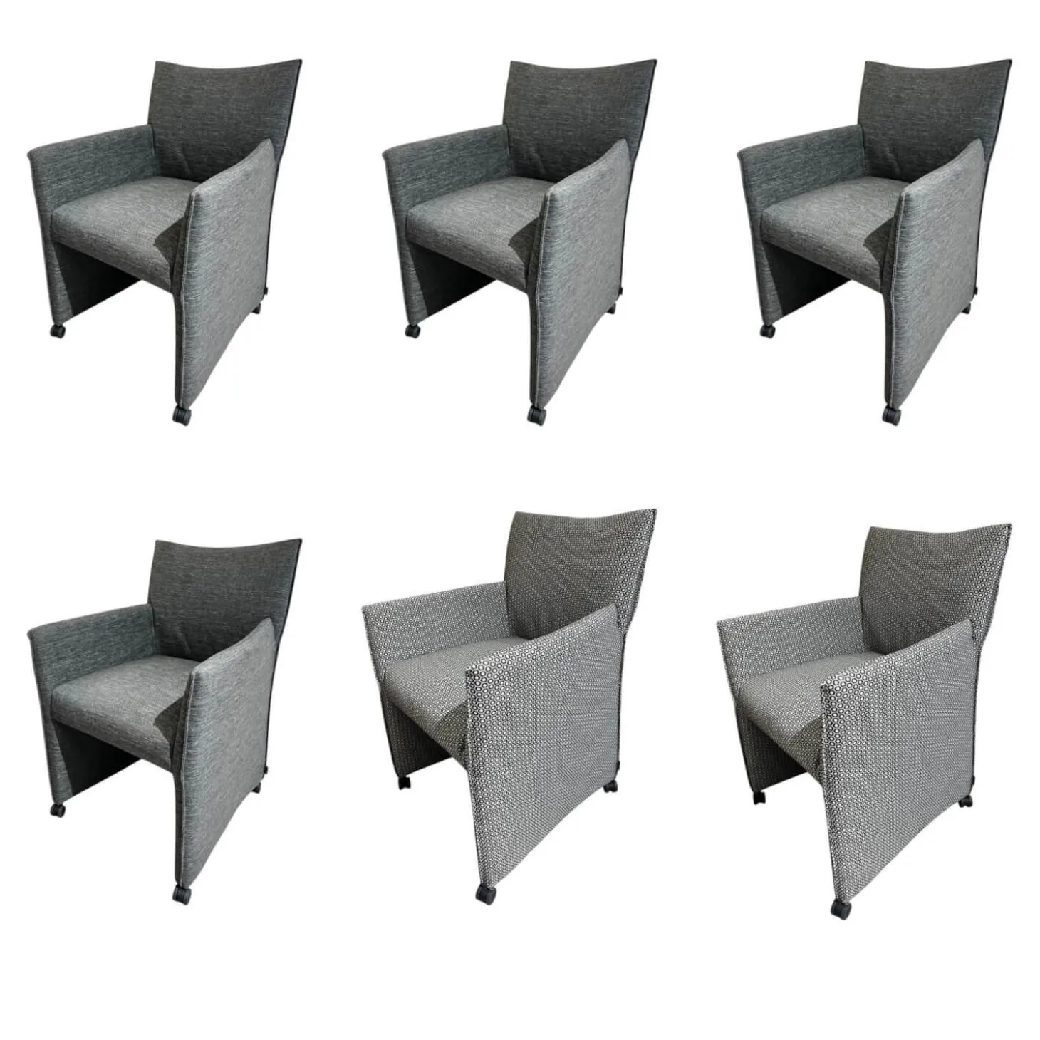 6er Set Sessel MR Picara 317 Stoff Yves Silver 12 Grau Und Stoff Mango Grey Grau 18746 Füße Rollen Schwarz