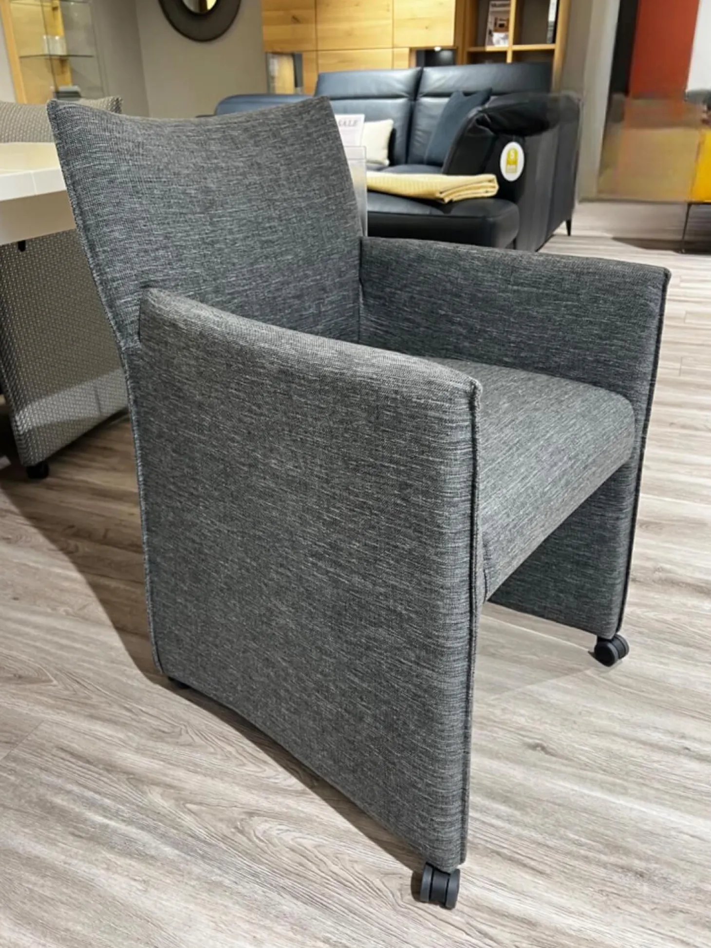 6er Set Sessel MR Picara 317 Stoff Yves Silver 12 Grau Und Stoff Mango Grey Grau 18746 Füße Rollen Schwarz