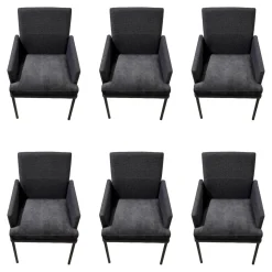 6er Set Sina 3 Bezug Stoff Forza Dark Grey 12305 Grau Metallgestell Schwarz Strukturgepulvert