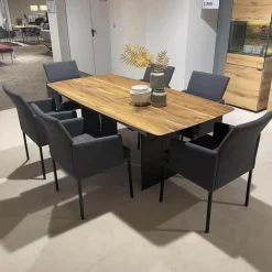 6er Set Sina 3 Bezug Stoff Forza Dark Grey 12305 Grau Metallgestell Schwarz Strukturgepulvert