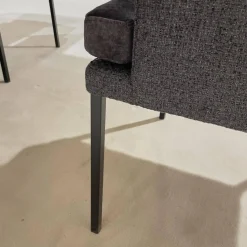 6er Set Sina 3 Bezug Stoff Forza Dark Grey 12305 Grau Metallgestell Schwarz Strukturgepulvert