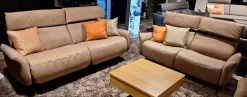 2er Set Sofa 4151 Leder 27 Leonessa Desert Beige Metallkufe Anthrazit Mit Motorischer Wall Free Funktion Ohne Dekokissen