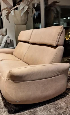 2er Set Sofa 4151 Leder 27 Leonessa Desert Beige Metallkufe Anthrazit Mit Motorischer Wall Free Funktion Ohne Dekokissen