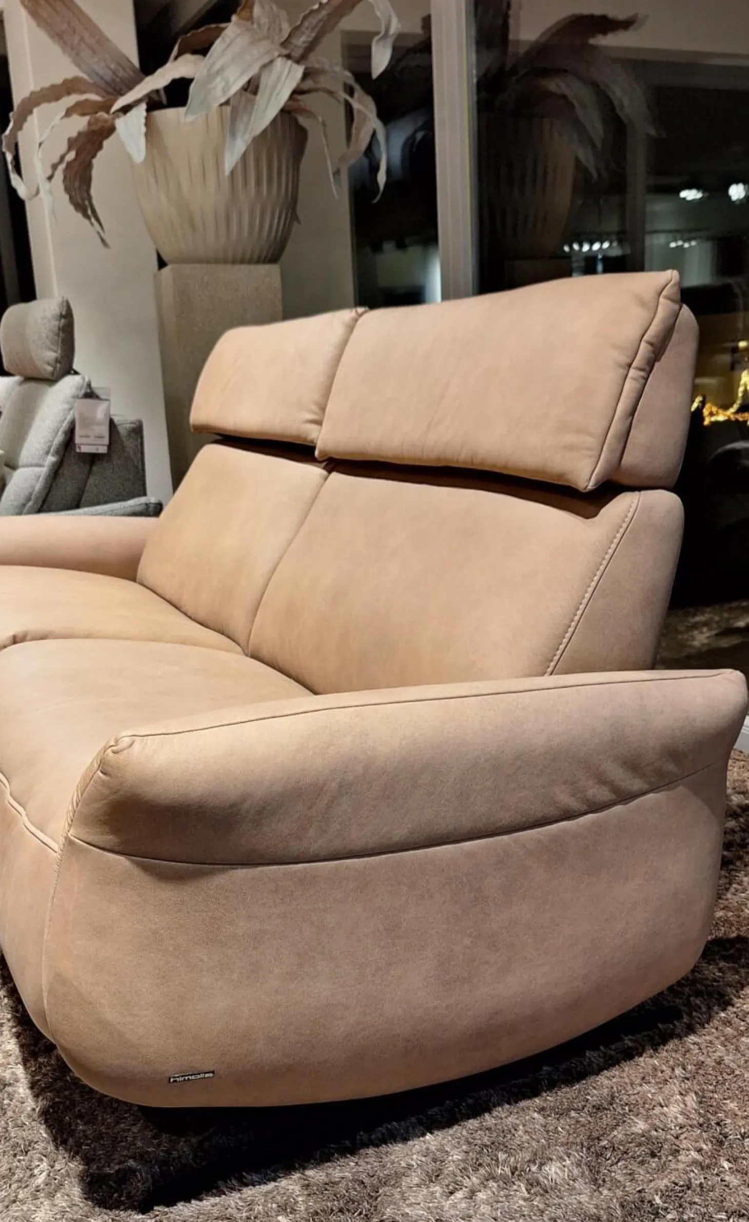 2er Set Sofa 4151 Leder 27 Leonessa Desert Beige Metallkufe Anthrazit Mit Motorischer Wall Free Funktion Ohne Dekokissen