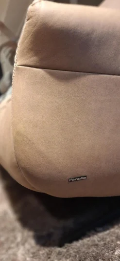 2er Set Sofa 4151 Leder 27 Leonessa Desert Beige Metallkufe Anthrazit Mit Motorischer Wall Free Funktion Ohne Dekokissen