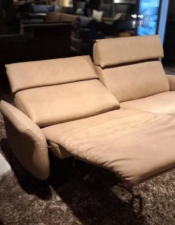 2er Set Sofa 4151 Leder 27 Leonessa Desert Beige Metallkufe Anthrazit Mit Motorischer Wall Free Funktion Ohne Dekokissen