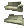 2er Set Sofa Classics 500 Stoff Monza 2036 59 Grün Kufen Metall Inklusive Kopfstütze Und Armlehnenkissen
