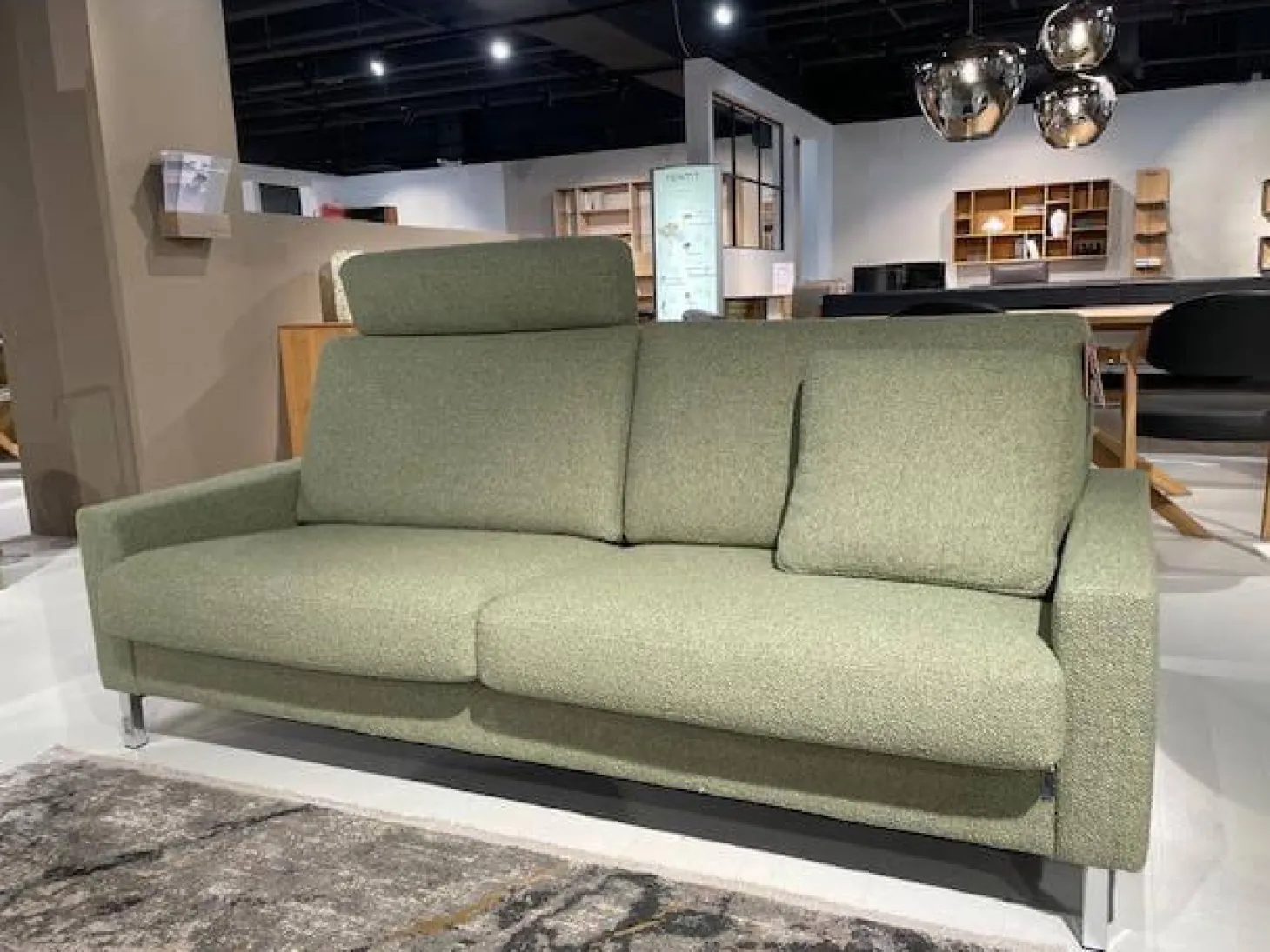 2er Set Sofa Classics 500 Stoff Monza 2036 59 Grün Kufen Metall Inklusive Kopfstütze Und Armlehnenkissen