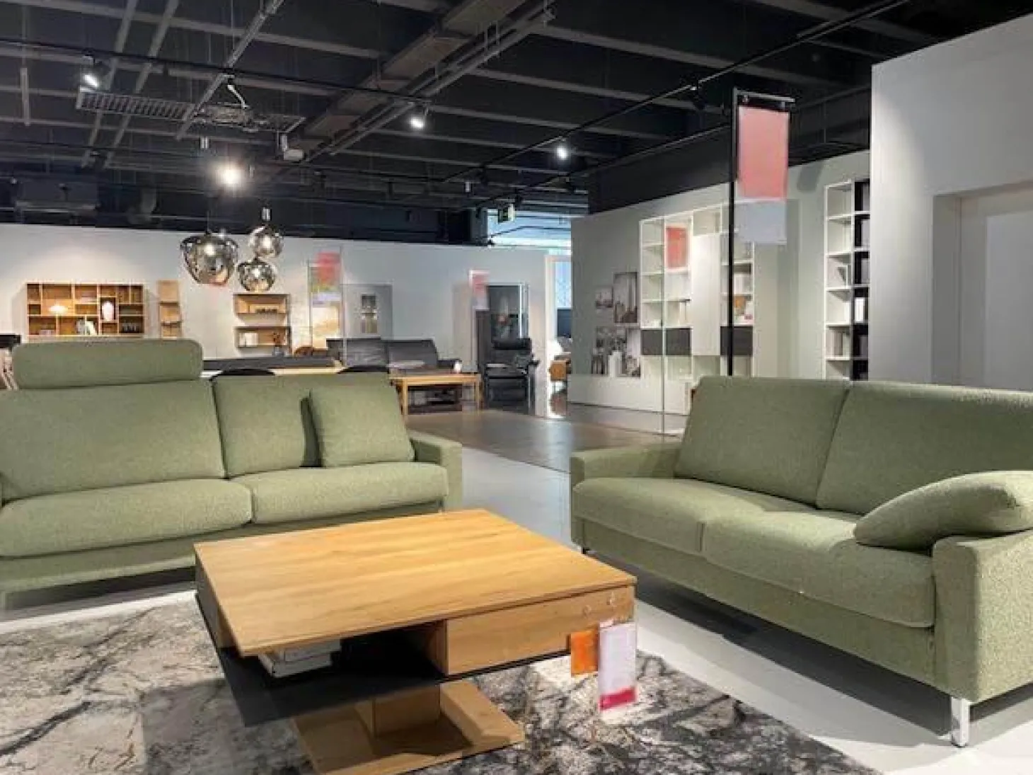 2er Set Sofa Classics 500 Stoff Monza 2036 59 Grün Kufen Metall Inklusive Kopfstütze Und Armlehnenkissen