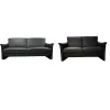 2er Set Sofa Gomera 404 Bezug Leder Savanna Schwarz