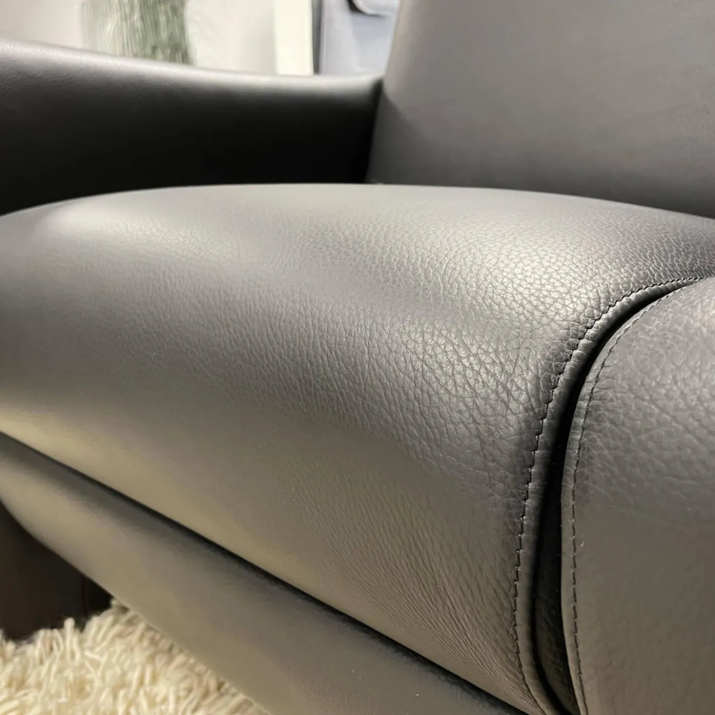 2er Set Sofa Gomera 404 Bezug Leder Savanna Schwarz