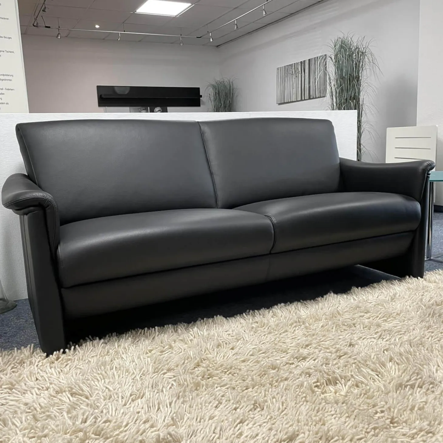 2er Set Sofa Gomera 404 Bezug Leder Savanna Schwarz