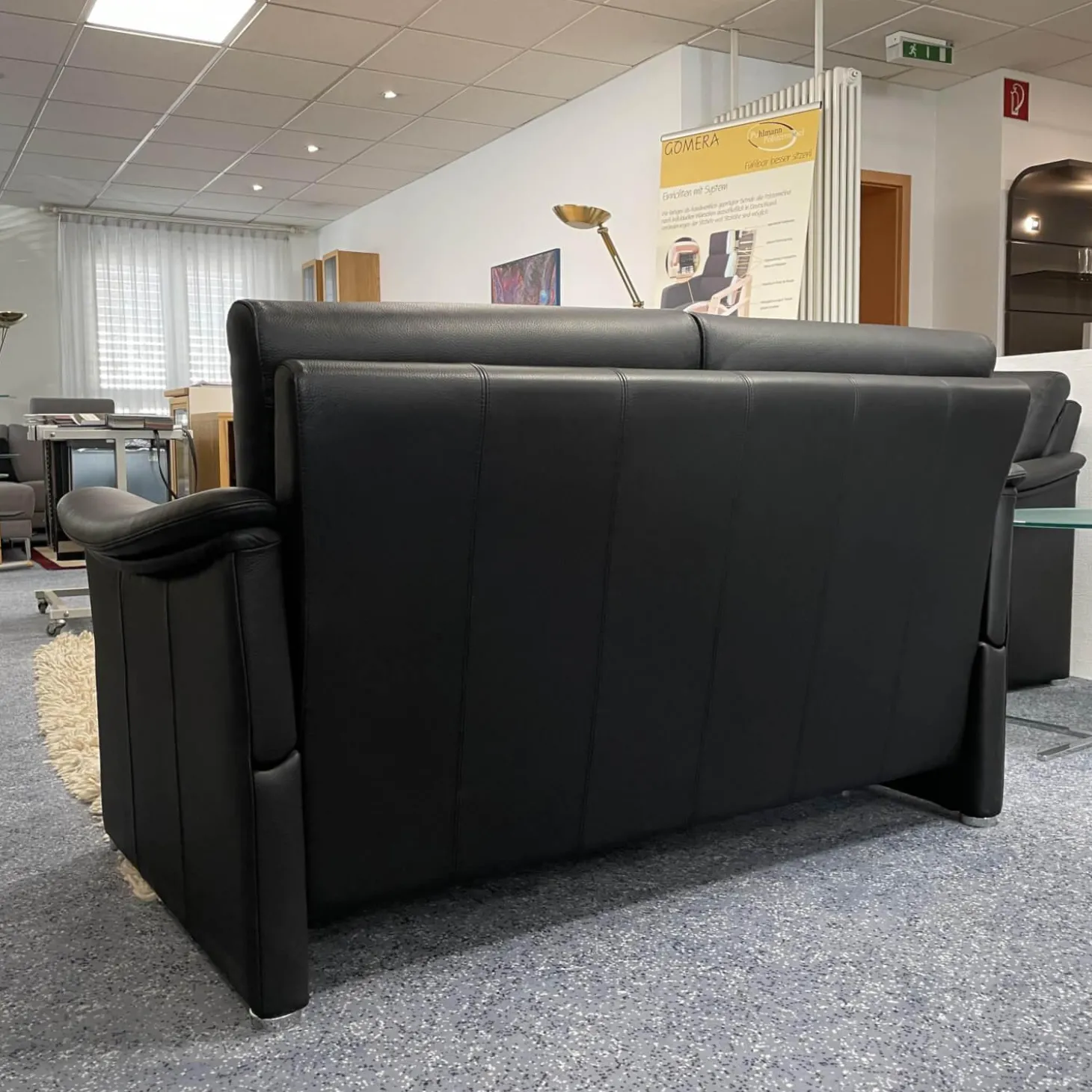 2er Set Sofa Gomera 404 Bezug Leder Savanna Schwarz