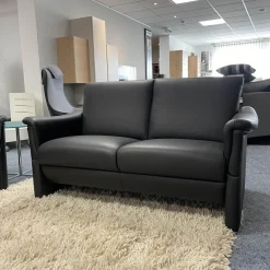 2er Set Sofa Gomera 404 Bezug Leder Savanna Schwarz