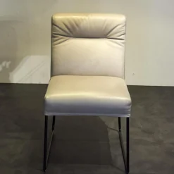 2er Set Stühle Leder Anilin Steingrau Gestell Schwarz