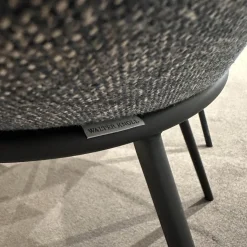 4er Set Stühle Sheru Stoff Togba Blue Bronze Grau Gestell Matt Schwarz Pulverbeschichtet