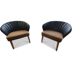 2er Set Stühle Solid LDS37 Linea Braun Gestell Holz Massiv