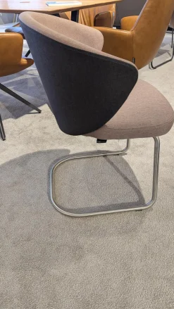 6er Set Stuhl 2902 17ZA Kim Innen Stoff Amsterdam Rosa Außen Leder Amsterdam Anthrazit Gestell Metall Edelstahloptik