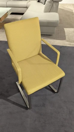 6er Set Stuhl A258 Stoff Rom Schilf Gelb Gestell Edelstahloptik