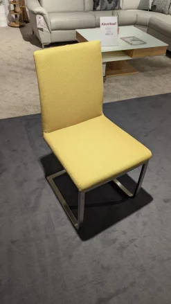 6er Set Stuhl A258 Stoff Rom Schilf Gelb Gestell Edelstahloptik