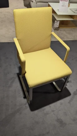 6er Set Stuhl A258 Stoff Rom Schilf Gelb Gestell Edelstahloptik