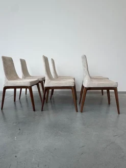 6er Set Stuhl Ala 52703 Stoff Tinto 6511 Avorio Beige Gestell Esche Getönt Nussbaum