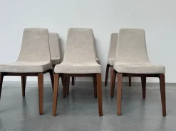 6er Set Stuhl Ala 52703 Stoff Tinto 6511 Avorio Beige Gestell Esche Getönt Nussbaum