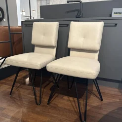 2er Set Stuhl Alva Sitz Lario Rock Grau Beige Gestell Schwarz