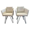 2er Set Stuhl Alva Stoff Amiri Offwhite Weiß Füße Schwarz Mit Armlehnen
