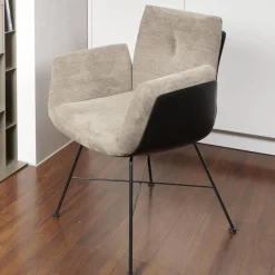 2-er Set Stuhl Alvo Stoff 8143 Taupe Schale Kunststoff Schwarz Drahtgestell Pulver Schwarz