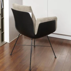 2-er Set Stuhl Alvo Stoff 8143 Taupe Schale Kunststoff Schwarz Drahtgestell Pulver Schwarz