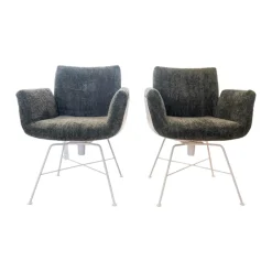 2er Set Stuhl Alvo Stoff 9042 Tannengrün Grün Gestell Schneeweiß Pulverbeschichtet