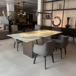 4er Set Stuhl Archibald Leder Nest Grau Gestell Massivholz Esche Farbig Gebeizt Schwarz Drehbar