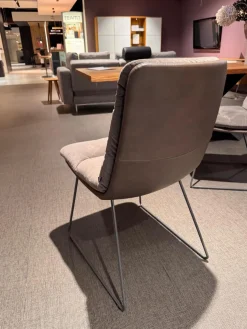 6er Set Stuhl Arva Leder Dakota 6006 Grey Drahtkufengestell Metall Eisenblank Grau Lackiert