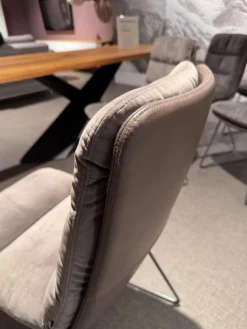 6er Set Stuhl Arva Leder Dakota 6006 Grey Drahtkufengestell Metall Eisenblank Grau Lackiert