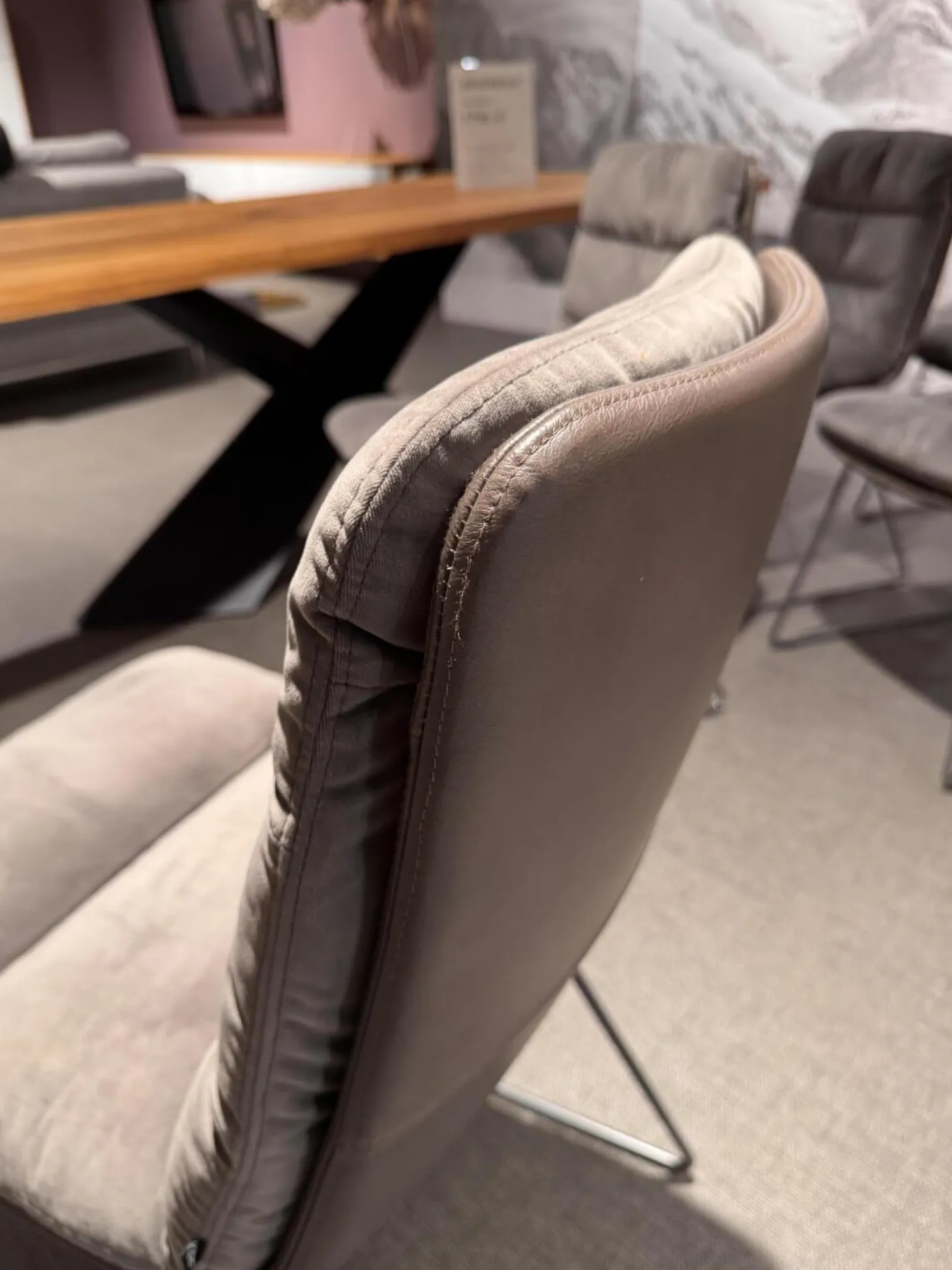 6er Set Stuhl Arva Leder Dakota 6006 Grey Drahtkufengestell Metall Eisenblank Grau Lackiert