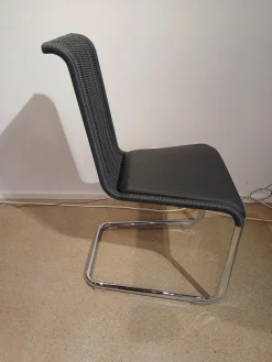 4er Set Stuhl B20i Bezug Leder 1 Anthrazit Geflecht Anthrazit Gestell Verchromt Mit Filzgleitern