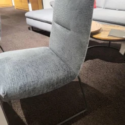 4er Set Stuhl Calgary Chenillestoff Hellblau Kufe Metall Anthrazit Pulverbeschichtet