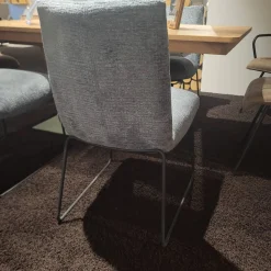 4er Set Stuhl Calgary Chenillestoff Hellblau Kufe Metall Anthrazit Pulverbeschichtet