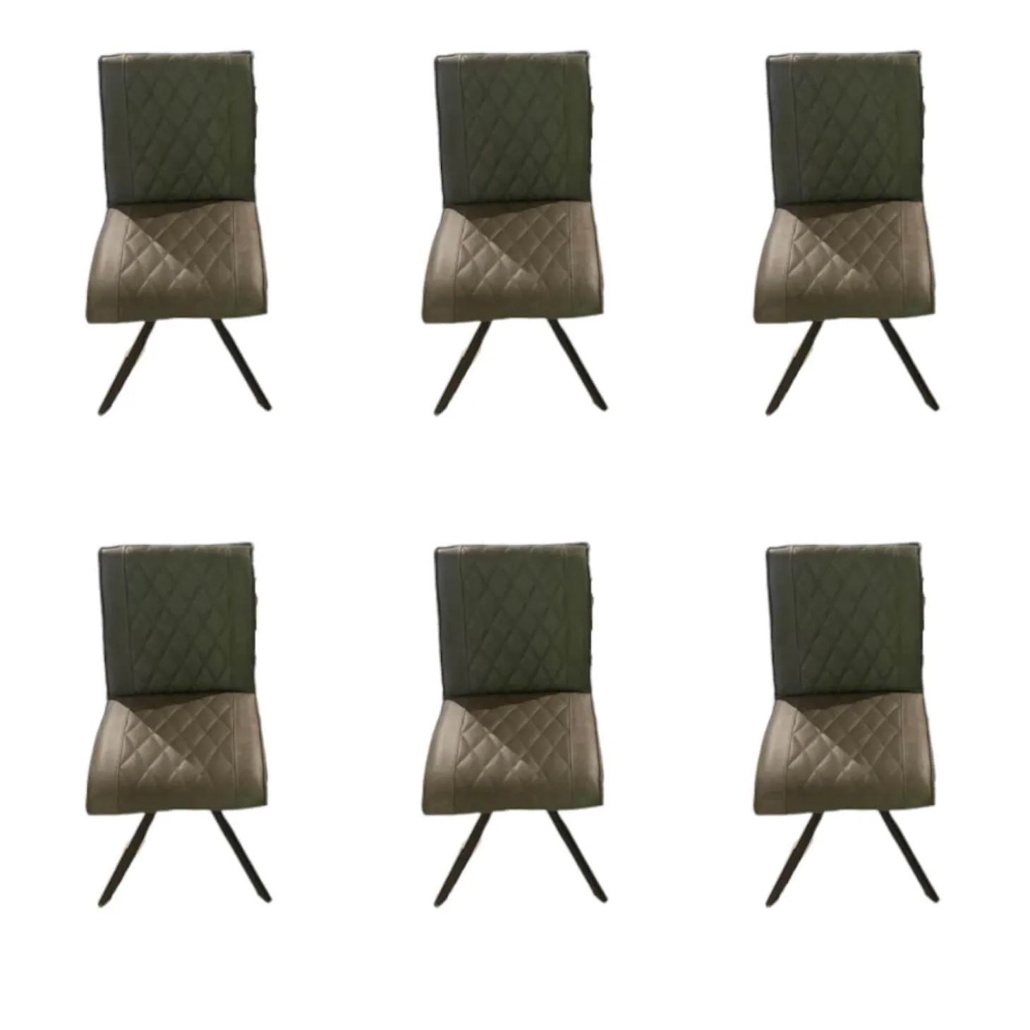 6er Set Stuhl Cambridge Leder Rebound 401 RBND Taupe Grau Gestell Metall Schwarz Pulverbeschichtet