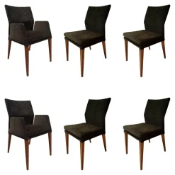 6er Set Stuhl Carry Stoff Chaves Forest Grün Gestell Eiche 32 Geölt